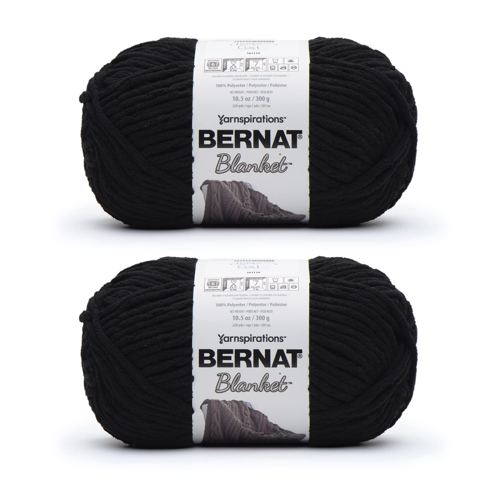 Bernat Blanket Yarn Super Bulky Soft Chenille Yarn Coal 2-Pack | Super Bulky Yar