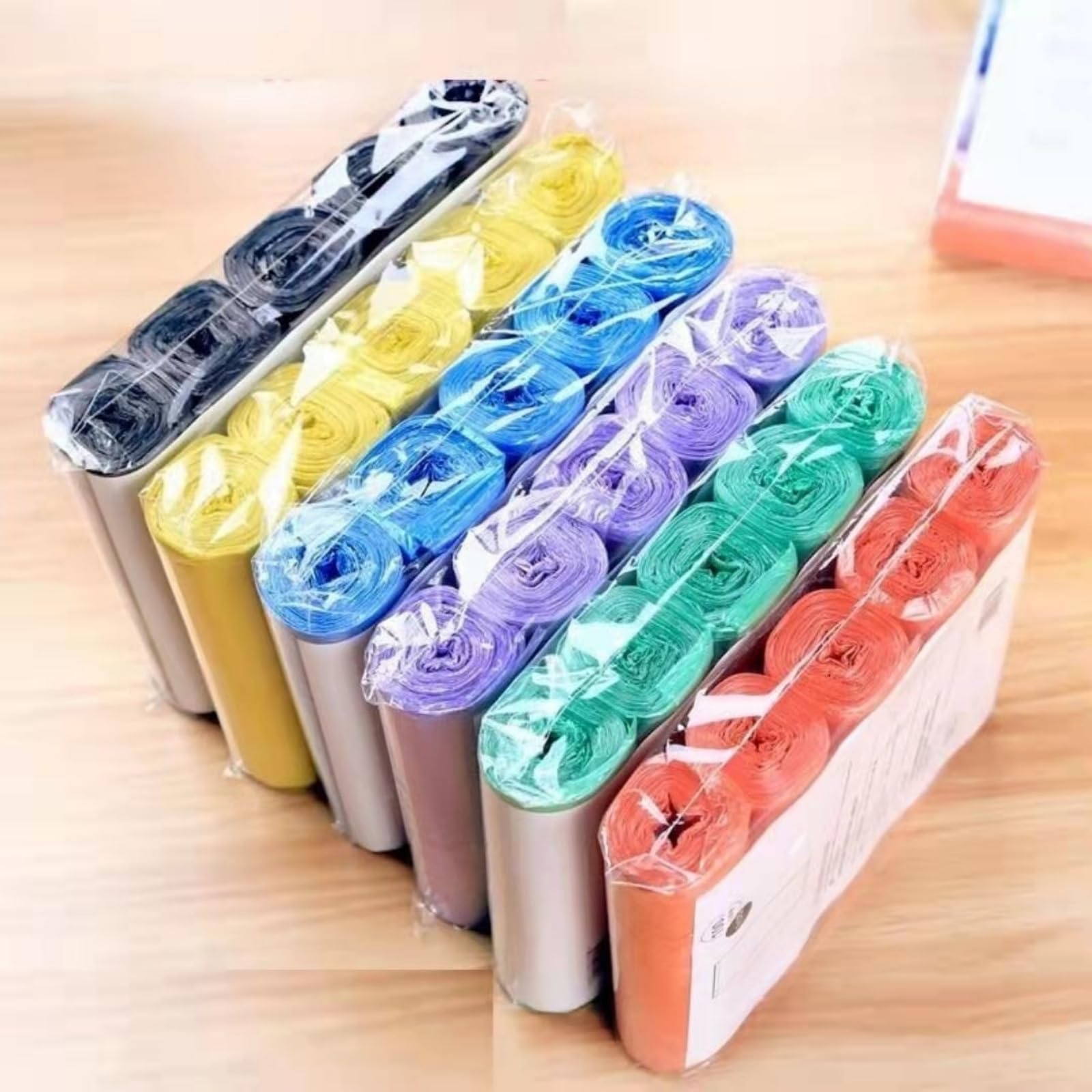 5 Rolls of 75 Coloured Heavy Duty Disposable Kitchen Bin Liners for Household Wa
