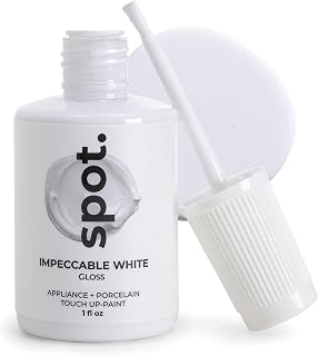 High-Gloss White Touch Up Paint – Porcelain and Appliance Repair for Chips, Stains, Scratches, and Cracks on Fridges, Microwaves, Dishwashers, Dryers, Tiles, and Metal Surfaces – 1 fl oz by spot.​