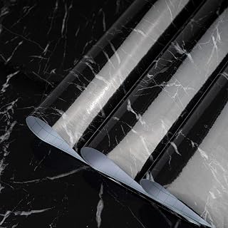 TOTIO Marble Sheet, Black, Remanufactured Sheet, Marble Seal, 15.7 x 32.8 ft (40 x 10 m), Removable, Wallpaper Sticker, Cutting Sheet, Waterproof, Oilproof, Heat Resistant, Stain Resistant, Kitchen Wall Sticker, Remodeling, Table/Furniture/Kitchen/Bathroom, Repair Sheet, PVC Self-Adhesive Interior Sticker