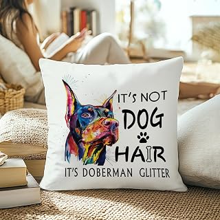 Doberman Dog Cushion Cover 18x18 Women Doberman Gift Funny Dog Cushion Cover for Home Bedroom Living Room Decor