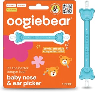 oogiebear Baby Nose &amp; Ear Picker, Safe Booger Remover Tool, 1 Piece, Blue | Safe Dual-Ended Nose Cleaner &amp; Ear Wax Remover for Newborns, Infants &amp; Toddlers, BPA-Free, Patented, Baby Registy Essential
