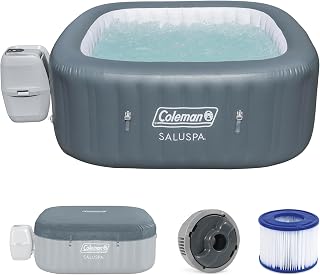 Coleman SaluSpa Hawaii Energy-Efficient 4-6 Person Inflatable Hot Tub | Smart AirJet Portable Outdoor Spa, Built-in EnergySense Insulation, Freeze Shield Technology, 140 Soothing Jets, 71" x 28"
