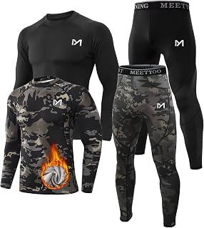 MEETYOO Thermal Underwear for Men,Men's Base Layer,2 Sets Long Johns Lined with Hunting Gear