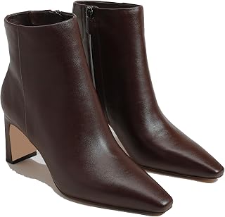Women's Ankle Boots Chunky Low Heel Square Toe Heeled Booties with Side Zipper Fall Winter Dress Short Boots