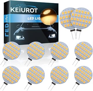 Keiurot G4 LED Bulb 12V Dimmable RV Interior Lights Warm White 10 Pack | G4 Led Light Bulbs Replacement Puck Lights Desk Lamp RV Camper Marine Cabinet Lighting Non-Polar