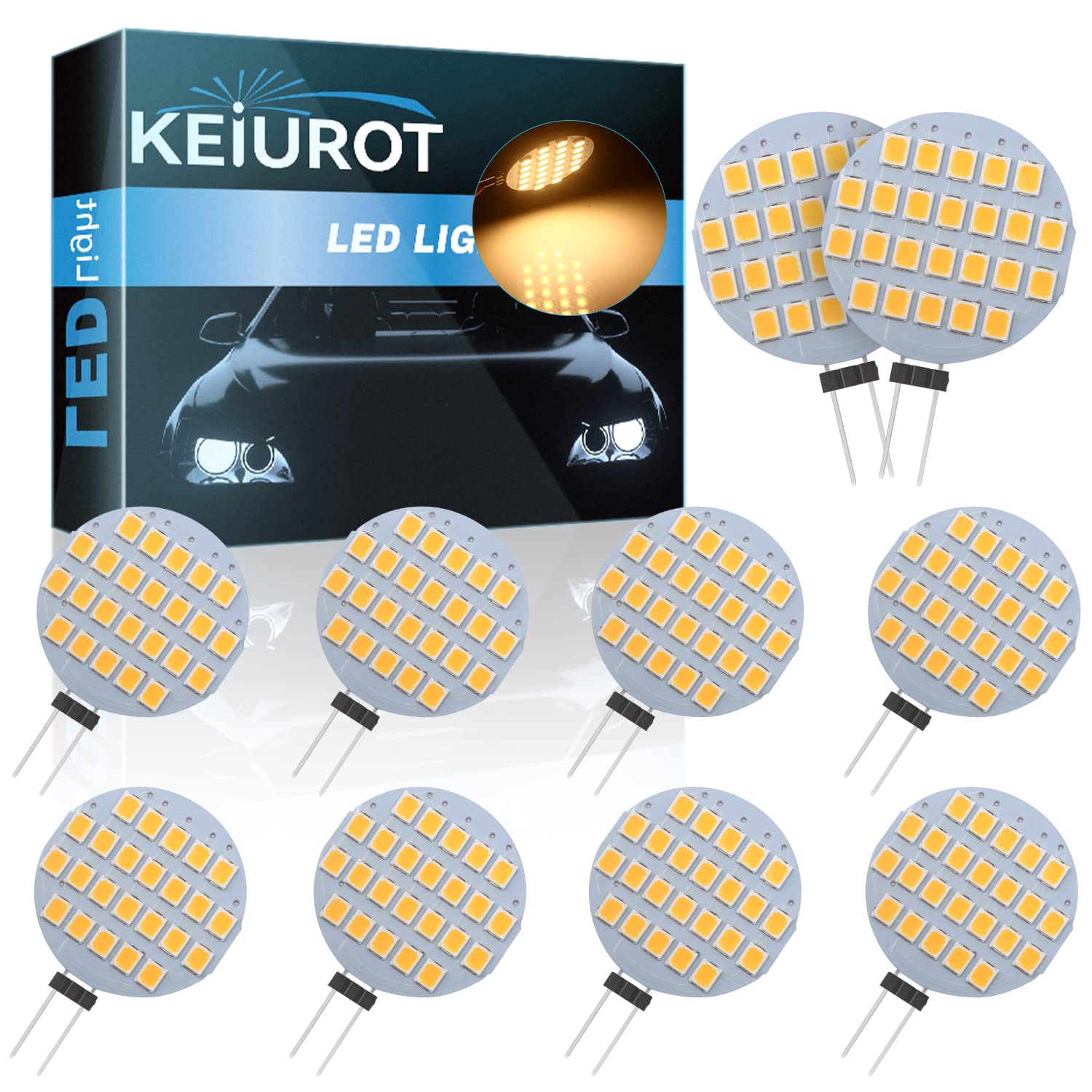 Keiurot G4 LED Bulb 12V Dimmable RV Interior Lights Warm White 10 Pack | G4 Led 