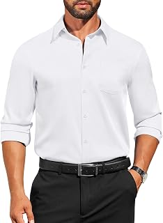 COOFANDY Camisas de vestir para hombre, de manga larga, informales, con botones, ajuste regular, camisas formales