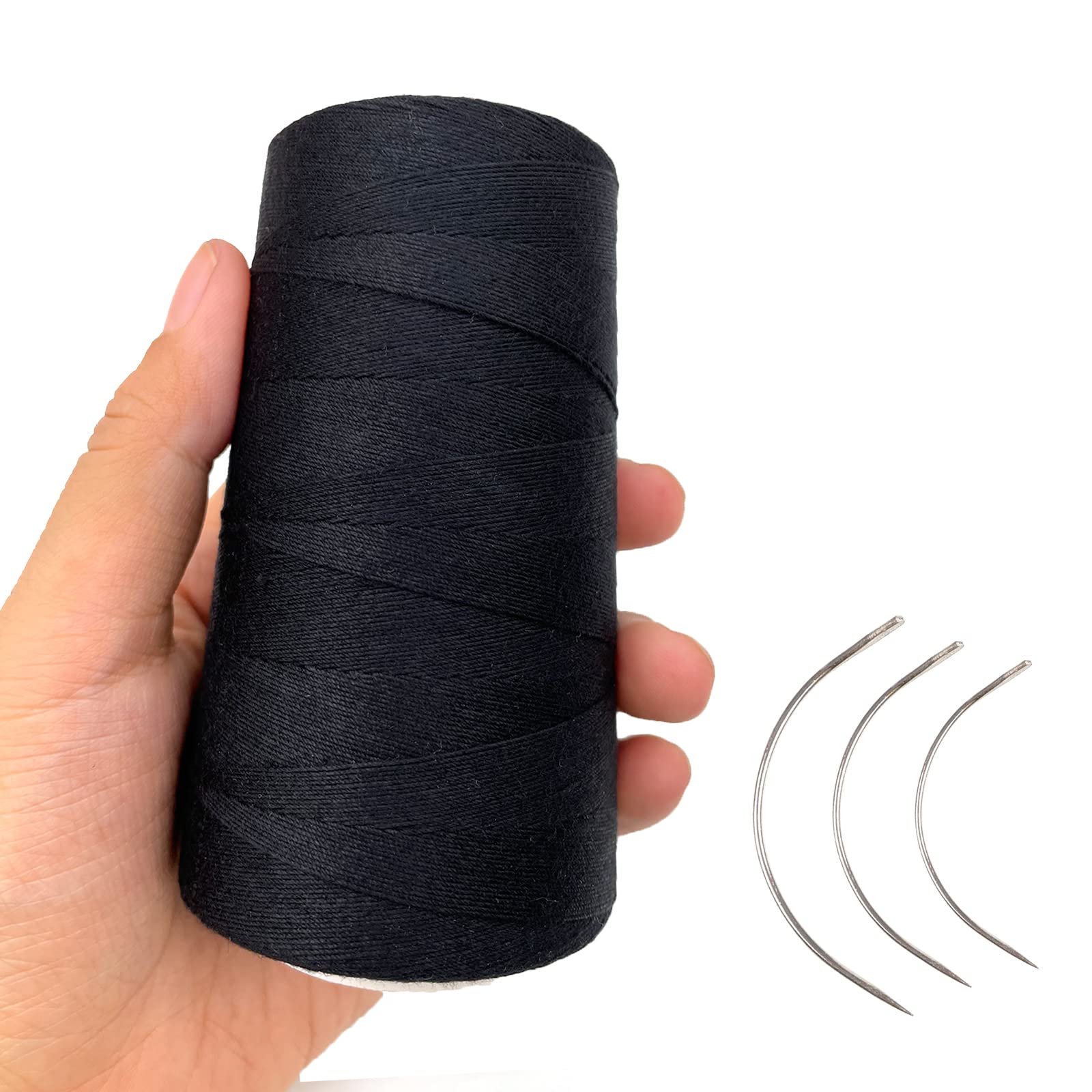 Atimiaza Thick Polyester Thread for Wig Making & Hair Extension Sewing, Black, 3