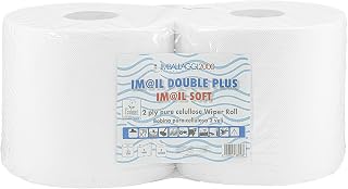 IMBALLAGGI 2000 - Towel Rolls with Spool 23H cm and 25.5 cm Ø cm, 2 x 1600 Square Tears - Embossed Kitchen Paper for Home and Industrial Use, Paper Rolls Valid as Food Paper Cloth