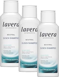 lavera Neutral Dusch-Shampoo - 2 in 1 Shampoo & Duschgel mit Bio-Nachtkerze - für Haut & Haar - Seifenfreie milde Rezeptur - Neurodermitis -Naturkosmetik - vegan - Bio (1 x 200 ml) (Packung mit 3)