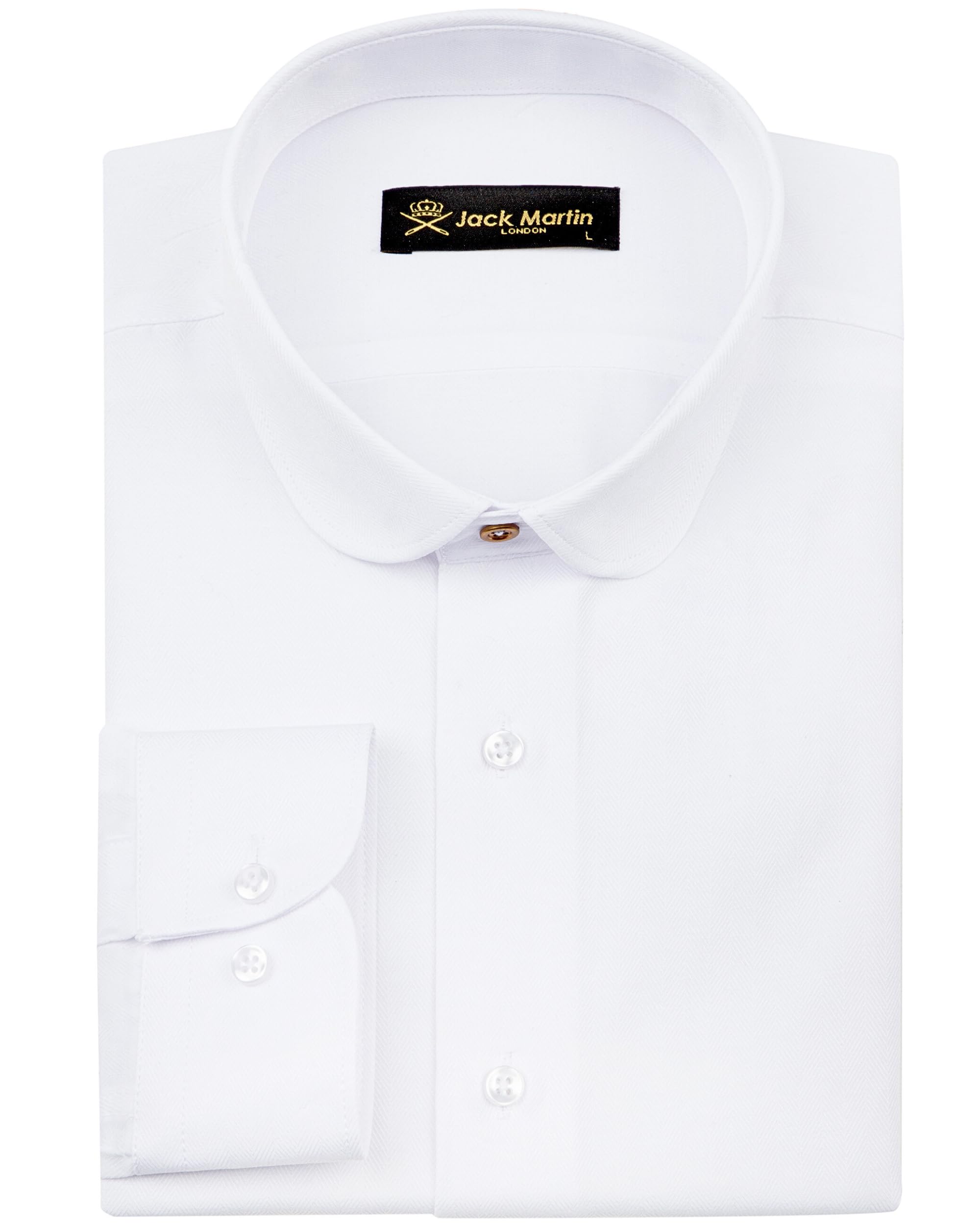 Jack Martin Herringbone Shirt with Club Collar - Men's 1920s Shirt for Party, We