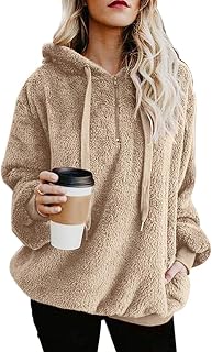 ReachMe Womens Oversized Sherpa Hoodie Pullover Fleece Sweatshirt