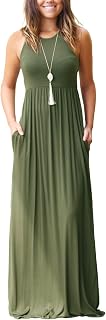 GRECERELLE Women's Summer Sleeveless Casual Long Tank Maxi Dress with Pockets (XS-3XL)