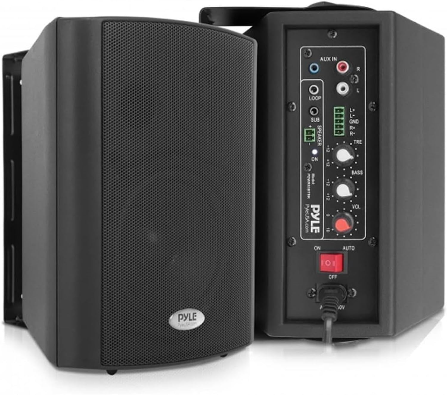 Pyle Wall Mount Home Speaker System - Active Passive Mountable Bookshelf Indoor 