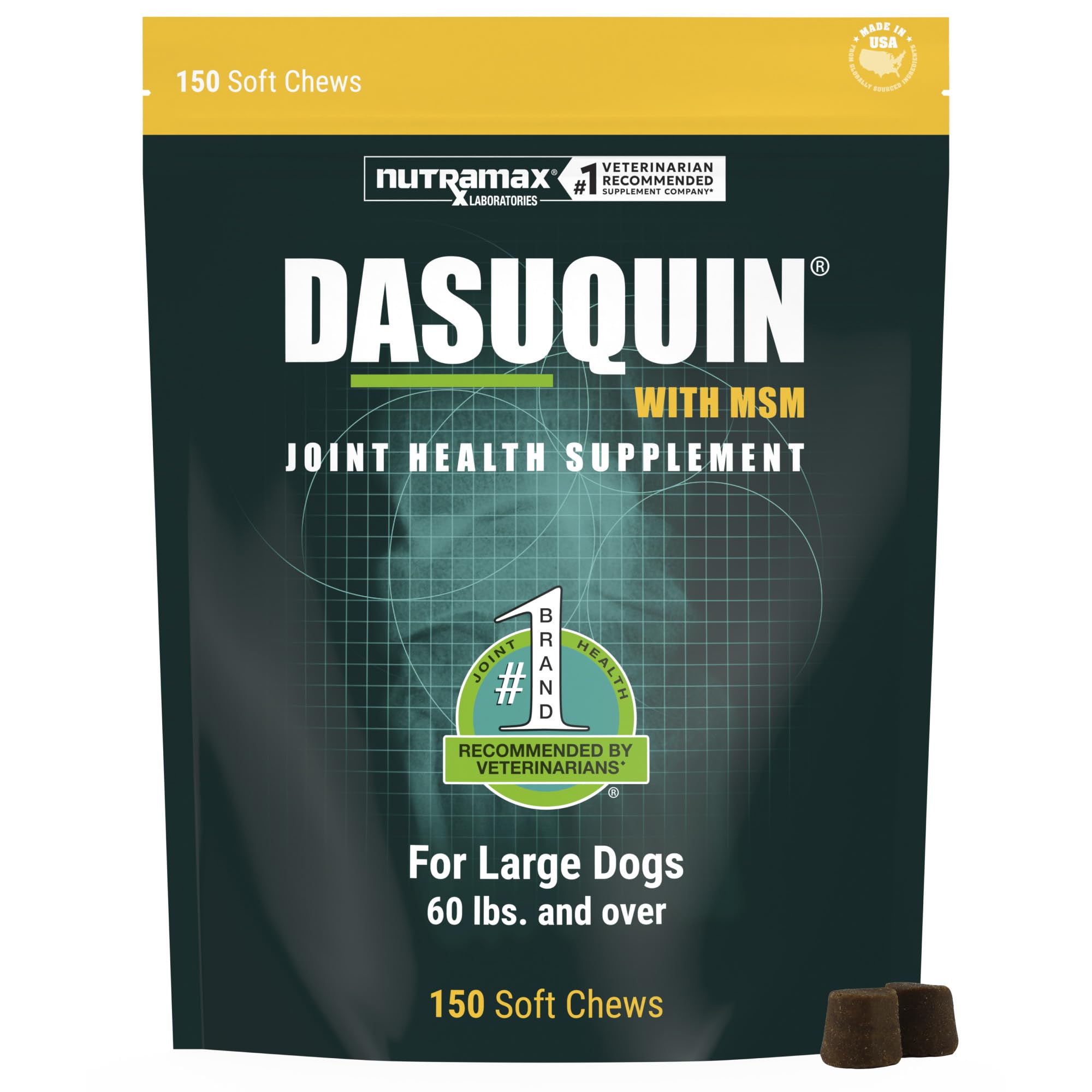 Nutramax Dasuquin MSM Joint Supplement for Large Dogs, Soft Chews, 150ct | Gluco