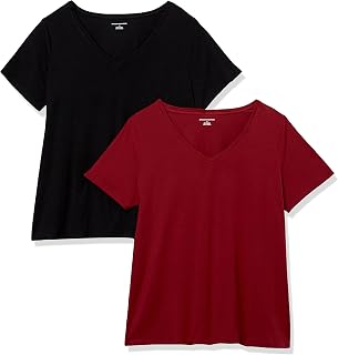 Amazon Essentials Women's Plus Size V-Neck Short Sleeve T-Shirt