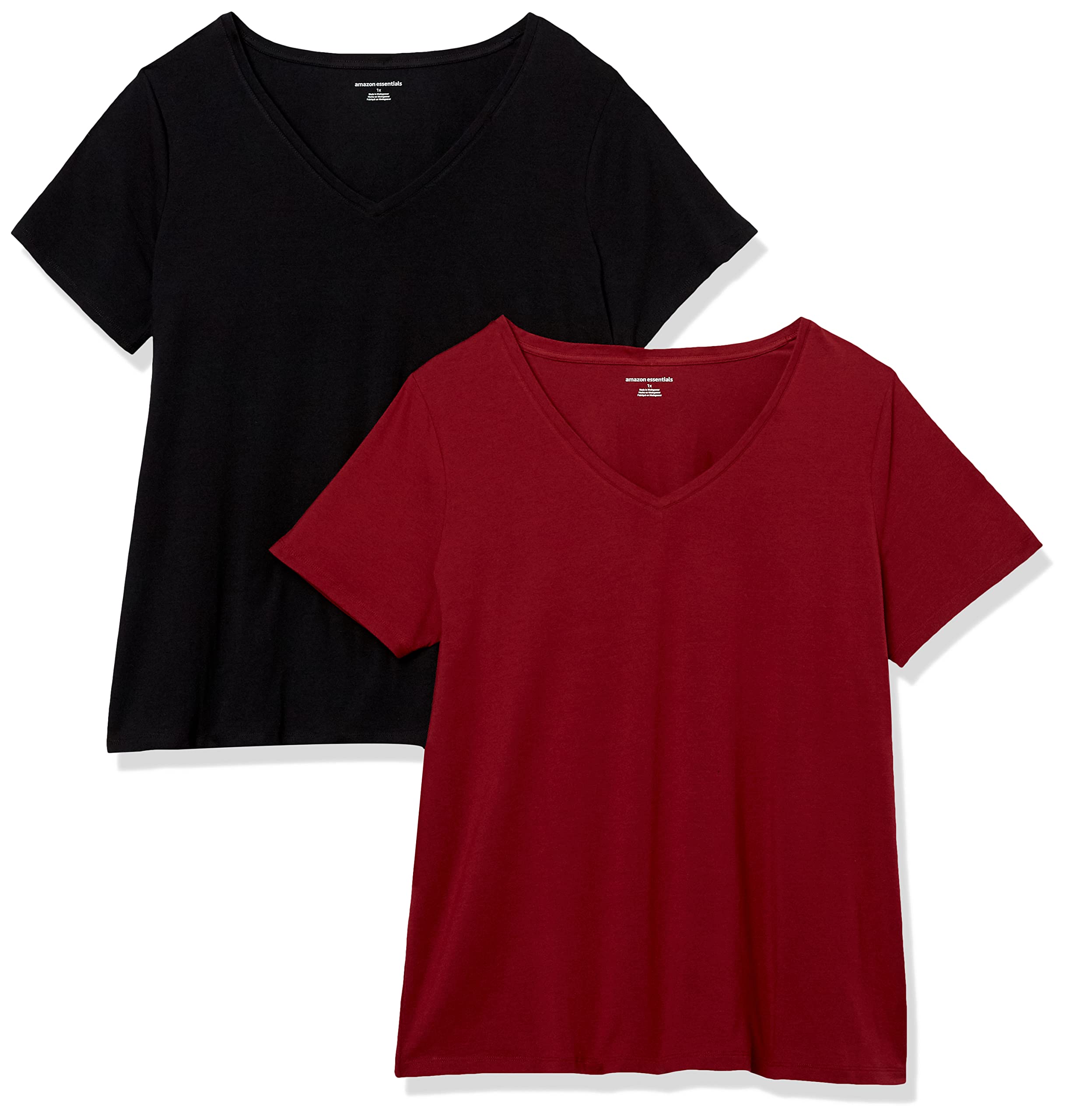 Amazon Essentials Women's Plus Size V-Neck Short Sleeve T-Shirt