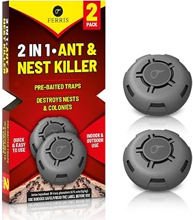 FERRIS | 2pk Ant Killer Bait Station Destroys Ants and their Nests | Ant Traps used Indoors, Kills Ant Colonies Use at Home & Garden | Strongest Control System - Clean and Easy to Use, Creates No Mess
