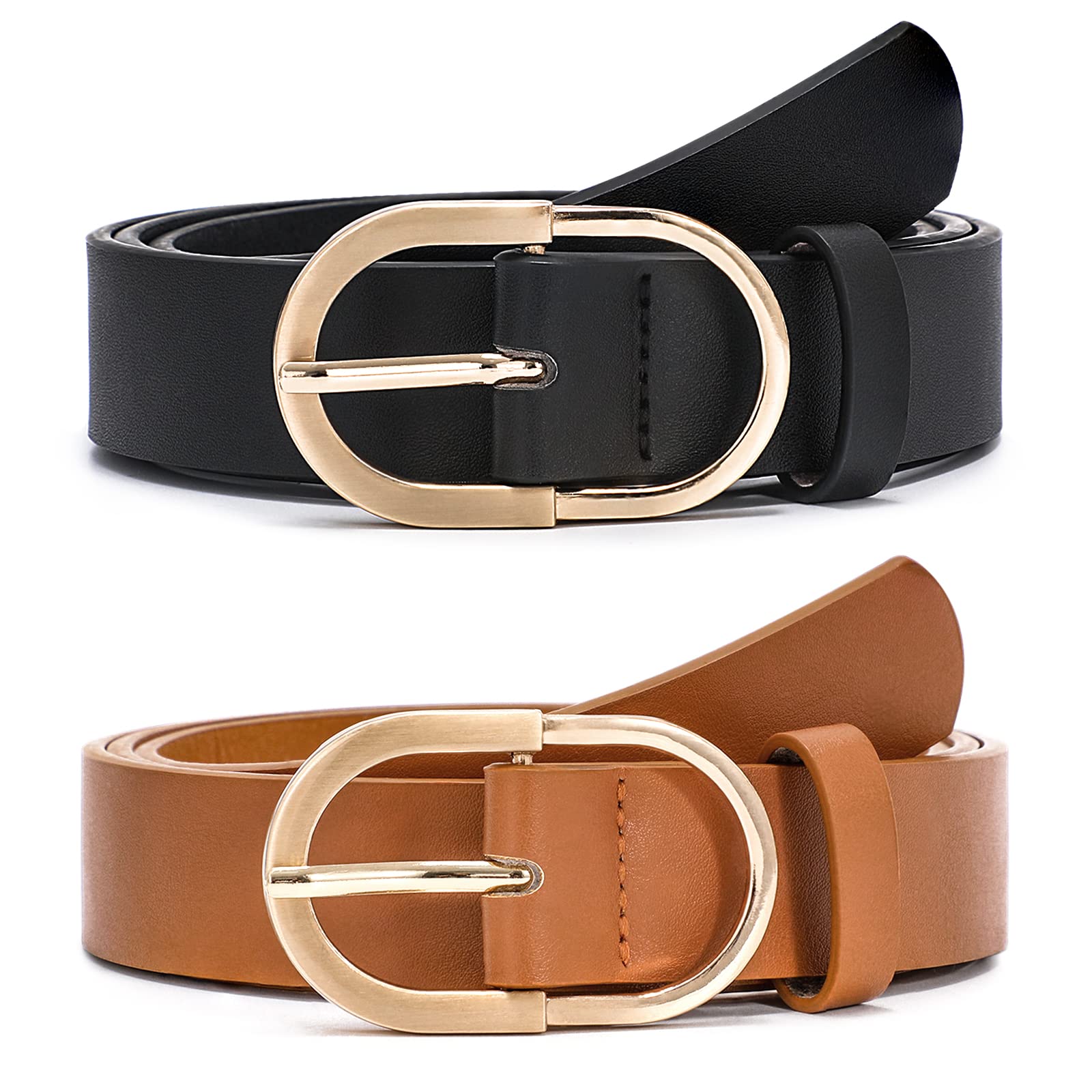 JASGOOD Leather Western Belt for Men Women Floral Engraving Cowboy Belt Bolt Buc