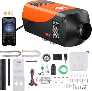 VEVOR Diesel Air Heater 12V 8kW Consumption 0.16-0.62L/H Desktop Heating 8~36°C Adjustable 20-25m2 Smart Control with LCD Bluetooth Remote Control, 10L Tank for Truck Boat
