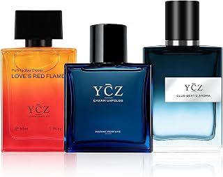 Ycz 3-Pack Men's Eau de Parfum Gift Set, 3 X 1.7 Fl Oz | Aromatic Fougère, Long-Lasting Cologne, Marine, Woody, Fruity Chypre, Bergamot, Sage, Oakmoss Notes, Office, Daily Wear