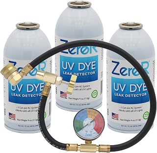 ZeroR® AC UV Dye Leak Detector R134a | 3 Cans (3 Cans + HD Can Tap Gauge)