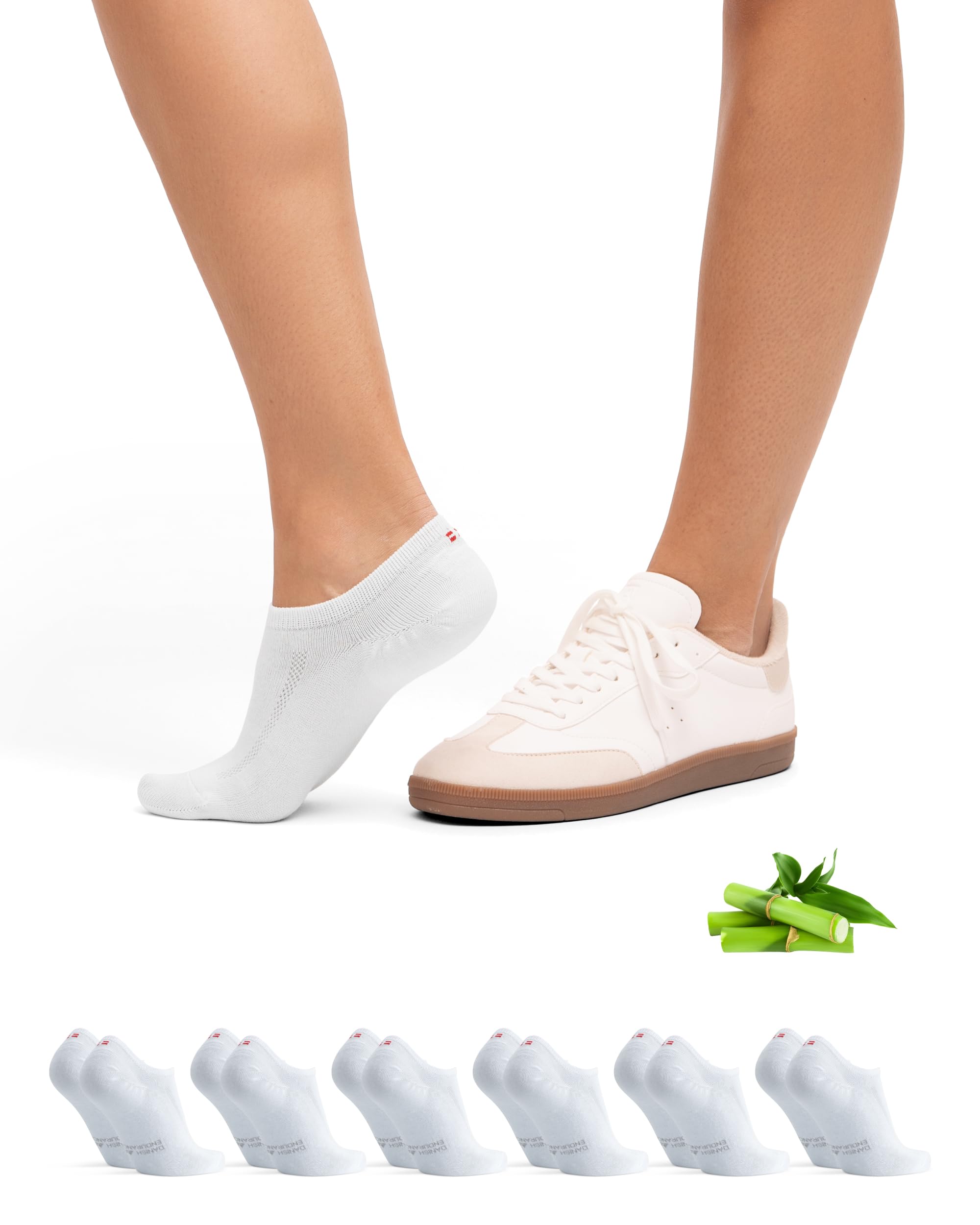 DANISH ENDURANCE No Show Bamboo Socks, Soft Invisible Socks for Summer with Non-