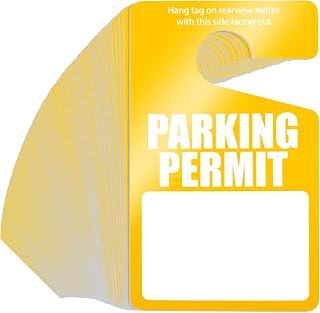Yexiya 100 Pack Parking Permit Tags for Car Mirror, 3x5 Inch PVC,Yellow | Plastic Parking Hang Tags with Hole for Car Rearview Mirror Writable Vehicle Pass Placards for Residential Commercial Lots