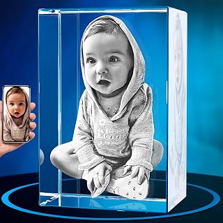 ArtPix 3D Crystal Photo, Personalized Gifts for Women, Wife, Mom, Her, Him, Men, Great Customized Gift With Your Own Photo - Anniversary, Wedding, Birthday - Custom Glass 3D Laser Etched Picture Frame