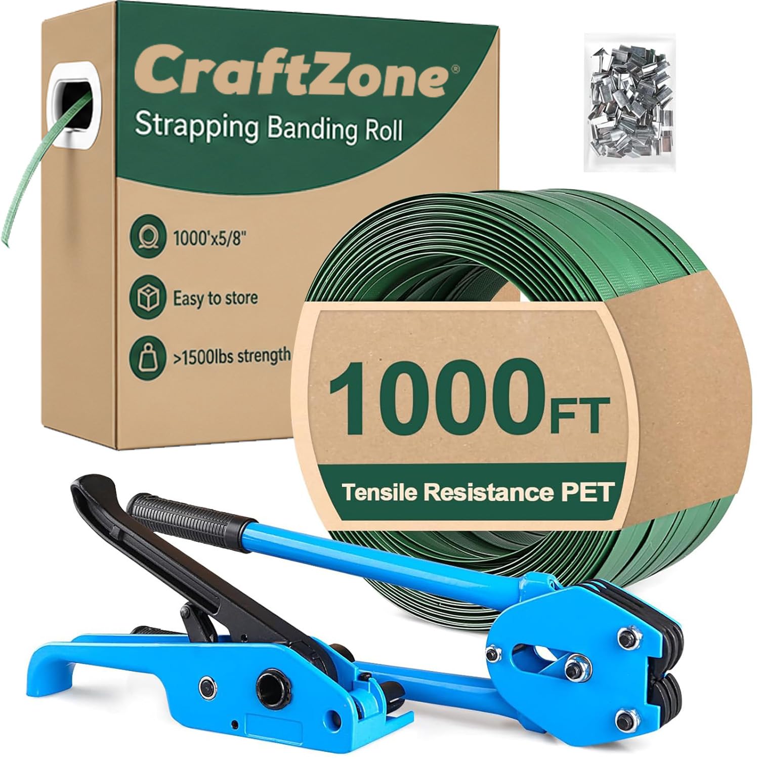 Banding Strapping Kit, Pallet Strapping Kit, Packaging Banding Tool with 5/8" Wi