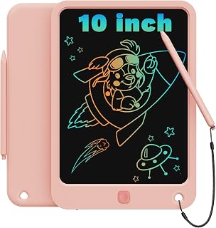 TEKFUN LCD Writing Tablet Kids Toys, 10 inch Colorful Doodle Drawing Board Drawing Tablet, Kids Travel Learning Toys Birthday & Easter Gifts for 3 4 5 6 7 8 Years Old Boys Girls (Pink)