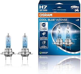 OSRAM COOL BLUE INTENSE H7, +100% More Brightness, Up to 5,000K, Halogen | Halogen Headlamp LED Look Folding Pendant Box (2 Lamps)