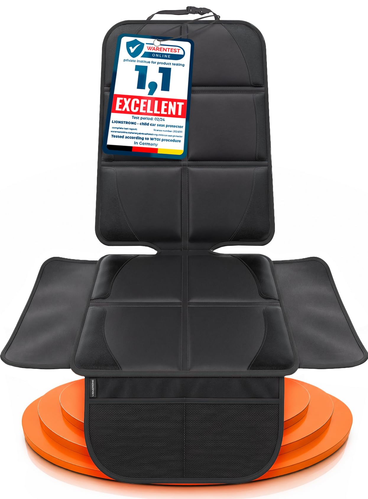 LIONSTRONG® Car Seat Protector [ISOFIX COMPATIBLE] - black | Water-repellent Car