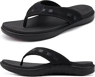 KuaiLu Flip Flops Men's Sports Toe Separator Sandals with Arch Support