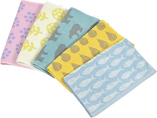 Kosugizen SV-2317-5 Face Towel, Maimichi Nordic Style, Keatos, 5 Colors (5 Patterns), 1 Each, 13.4 x 31.5 inches (34 x 80 cm), Nordic Style Motif, Easy to Dry Thin Type, Set of 5