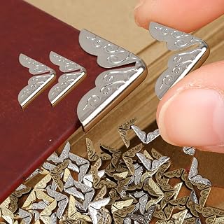 50 Pieces Metal Book Corner Protectors Vintage Scrapbook Photo Notebook Menus Folder Protective Cover 14x20mm (Silver)