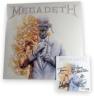 Megadeth Band Signed Autographed Record Album Insert Dave Mustaine +3 Orange JSA
