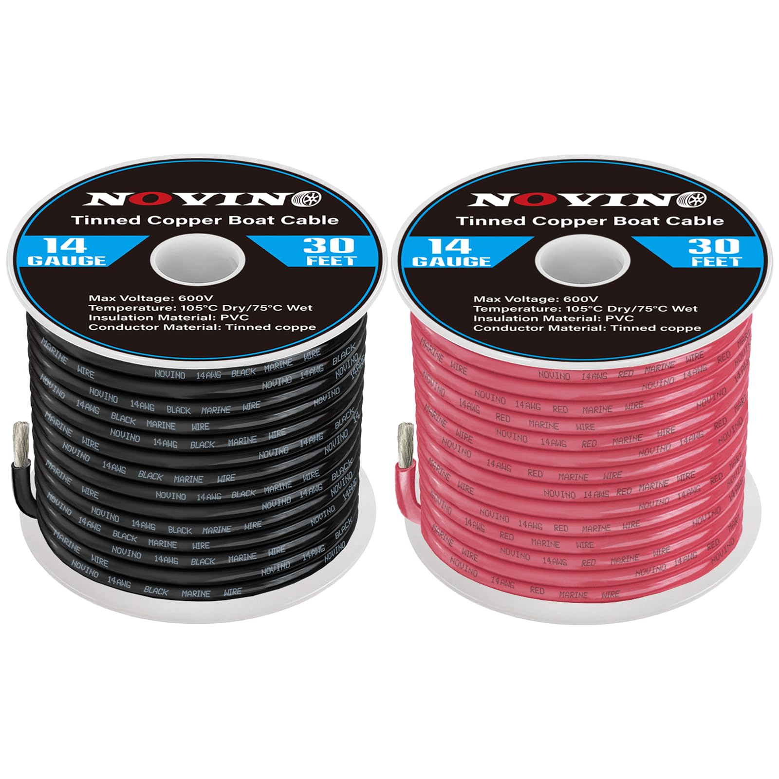 14 Gauge Marine Wire 14 AWG Marine Grade Wire,14 Gauge 30FT Red &30FT Black | Wa