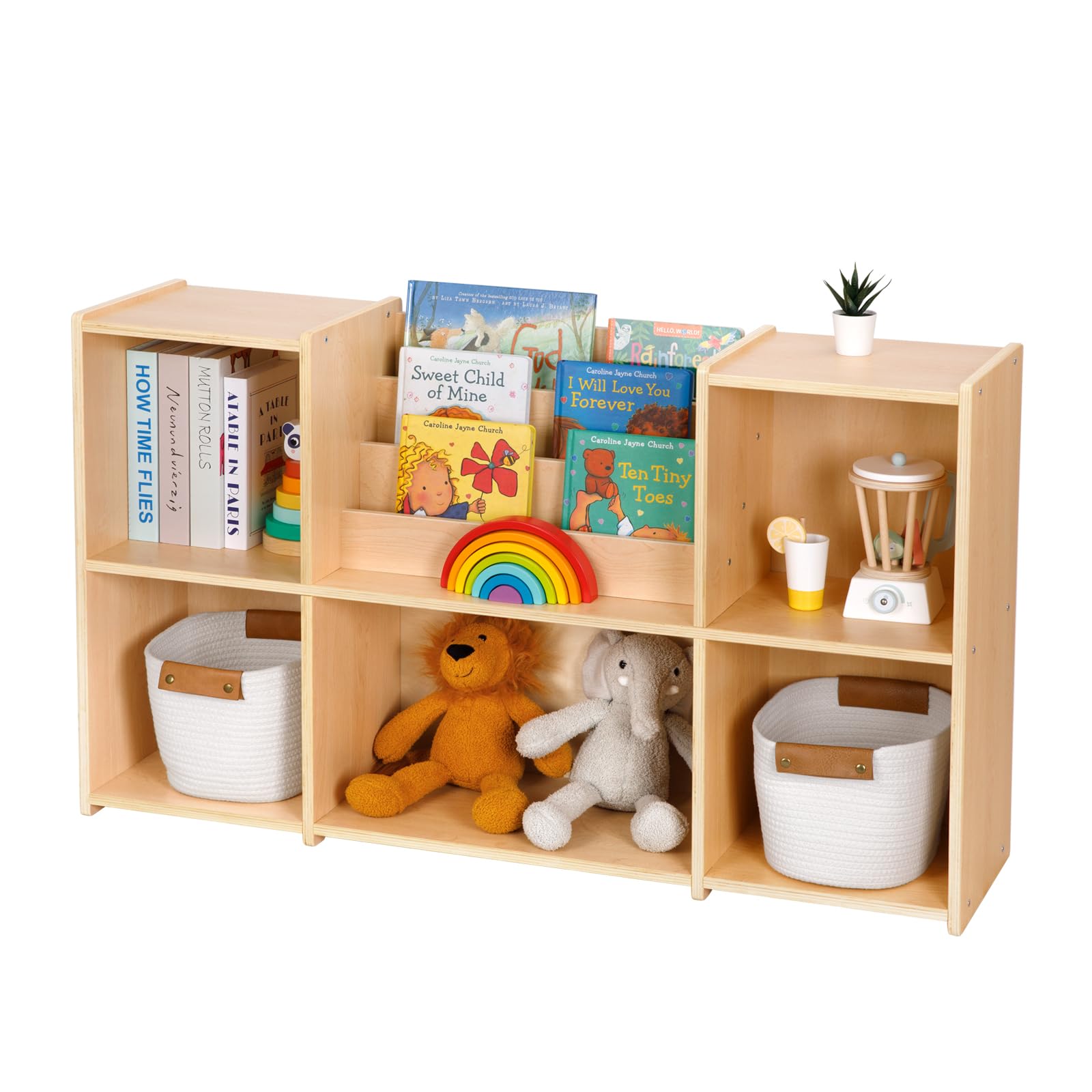 OOOK Montessori Bookshelf and Toy Storage Organizer with Book Rack | FSC Plywood