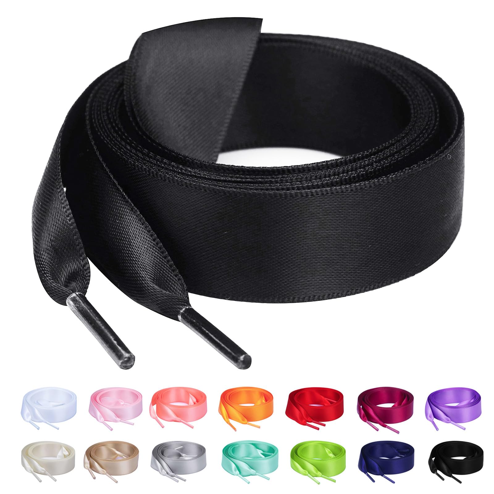 Booyckiy 3/4" Ribbon Shoe Laces for Women, Satin Shoelaces for Sneakers