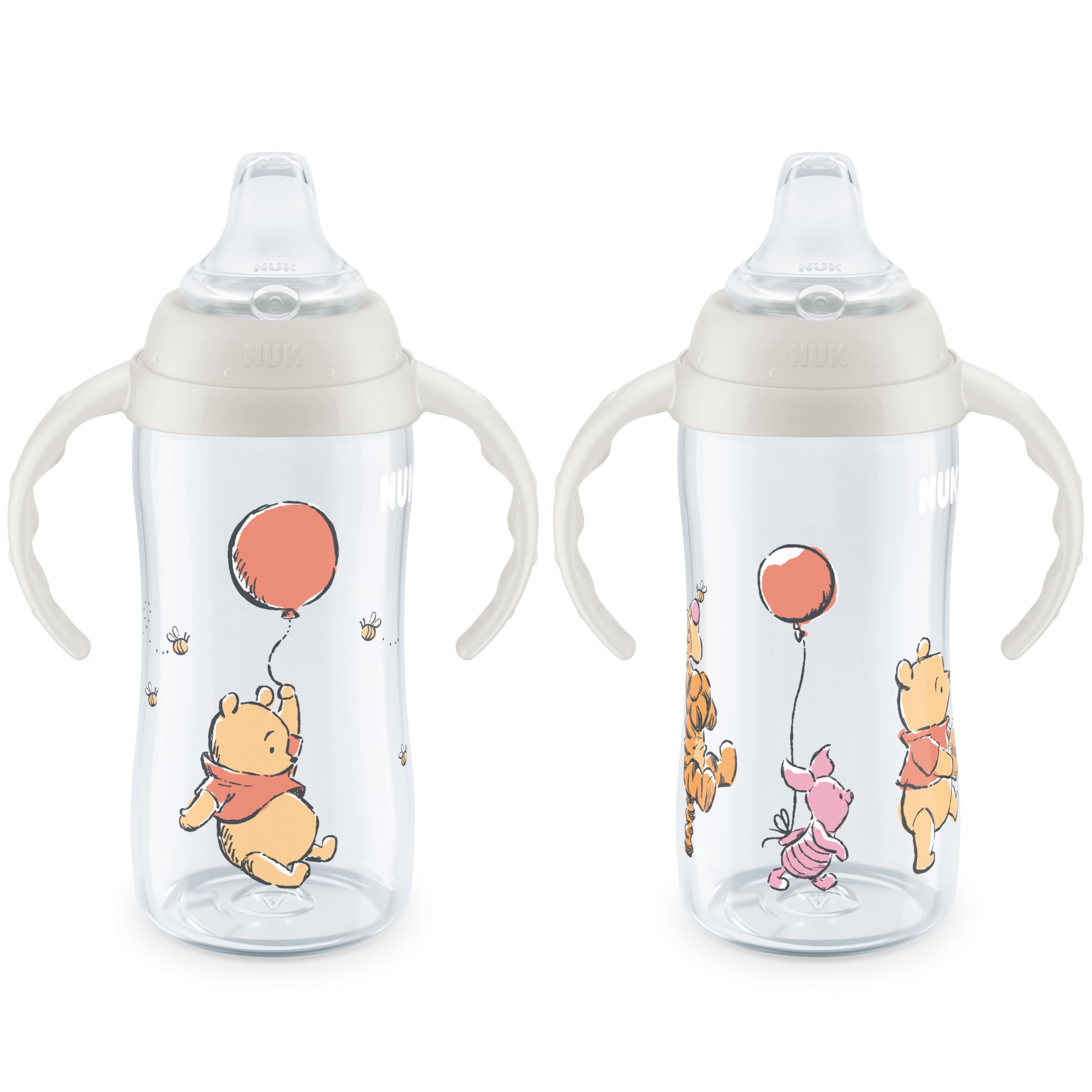 NUK Learner Cup, 10 Oz, Pack of 2, Pooh Bear – Soft Spout, Easy-Grip Handles, BP