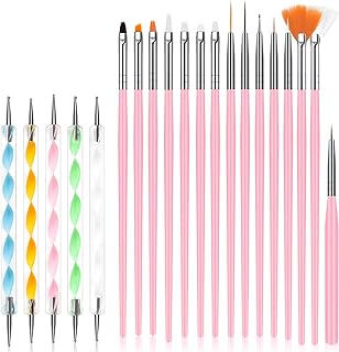 URAQT 15pcs Acrylic Nail Brush Painting Pen and 5pcs Nail Dotting Tools | Nail Art Brushes Set, Nail Pen Designer, Nail Art Painting Kit for Diy & Professional Use
