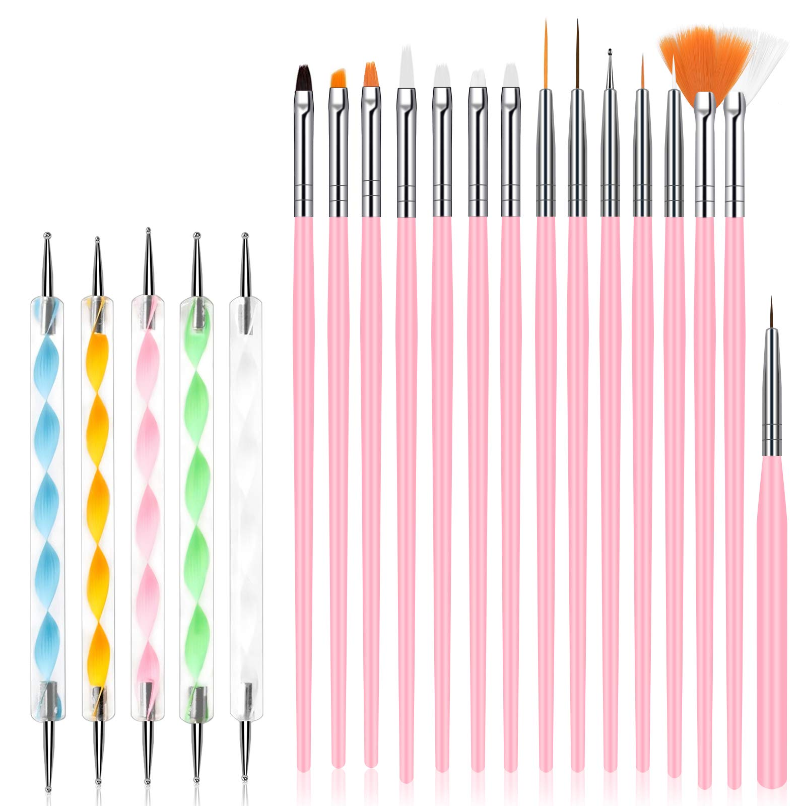 URAQT 15pcs Acrylic Nail Brush Painting Pen and 5pcs Nail Dotting Tools | Nail A