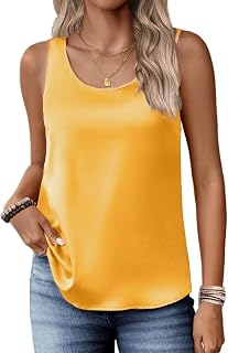 Zeagoo Women's Silk Satin Tank Tops Scoop Neck Sleeveless Basic Blouse Summer 2025