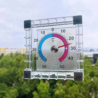 Indoor Outdoor Thermometer Hygrometer, High Accuracy Temperature and Humidity Meter with °C Scale, -50°C to 50°C, Wall Mount Monitor for Home, Greenhouse, Garden and Room No Electricity Needed（Square）