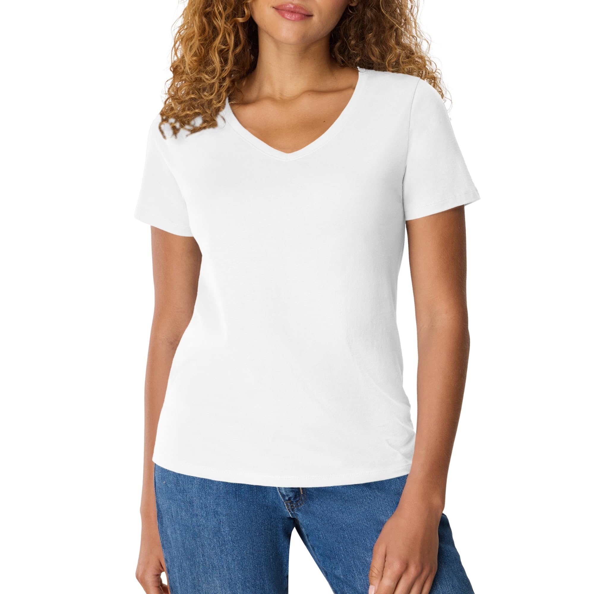 Hanes Women's Nano Premium Cotton V-Neck Tee