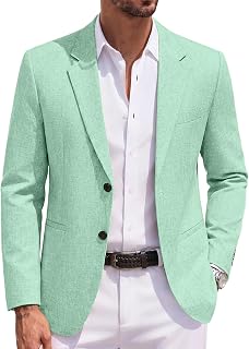 COOFANDY Men's Leisure Jacket with 2 Buttons Lapel Collar Regular Fit