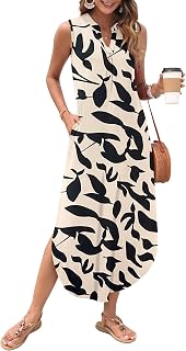 AUSELILY Womens Summer Casual Maxi Dresses Sleeveless Long Sundresses