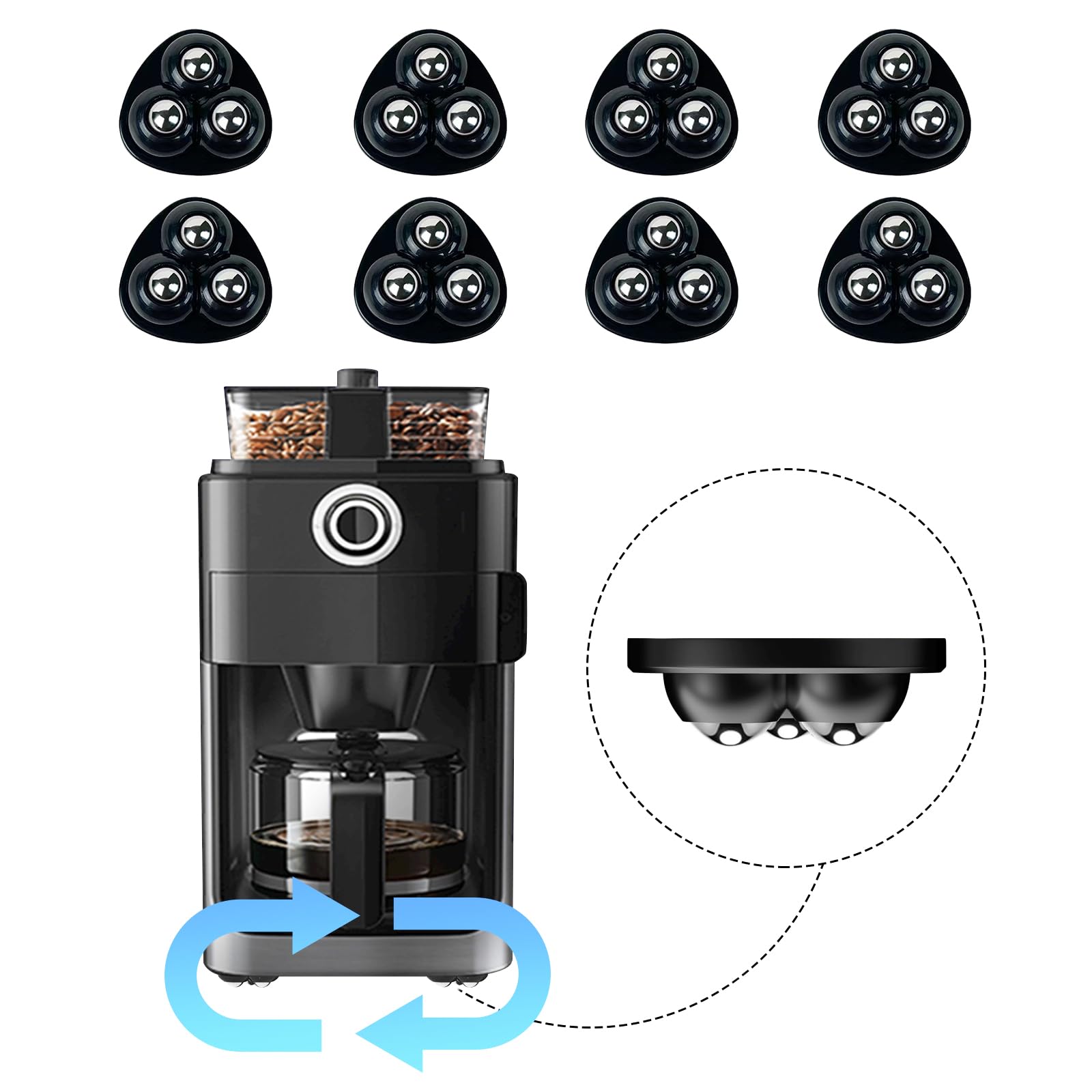 Self Adhesive Appliance Sliders 8 Pack Kitchen & Furniture Rollers | Move Small 